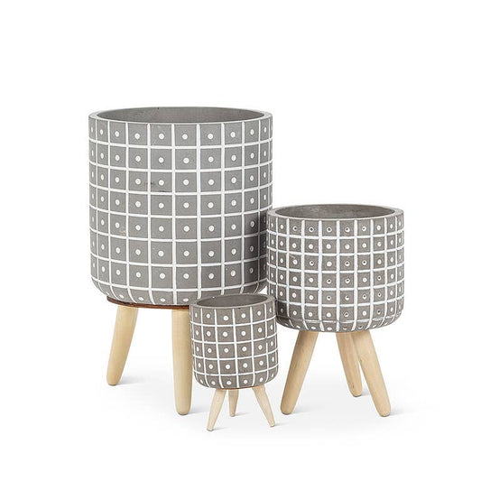 Sm Dot Tripod Planter-Wht-4.5" H