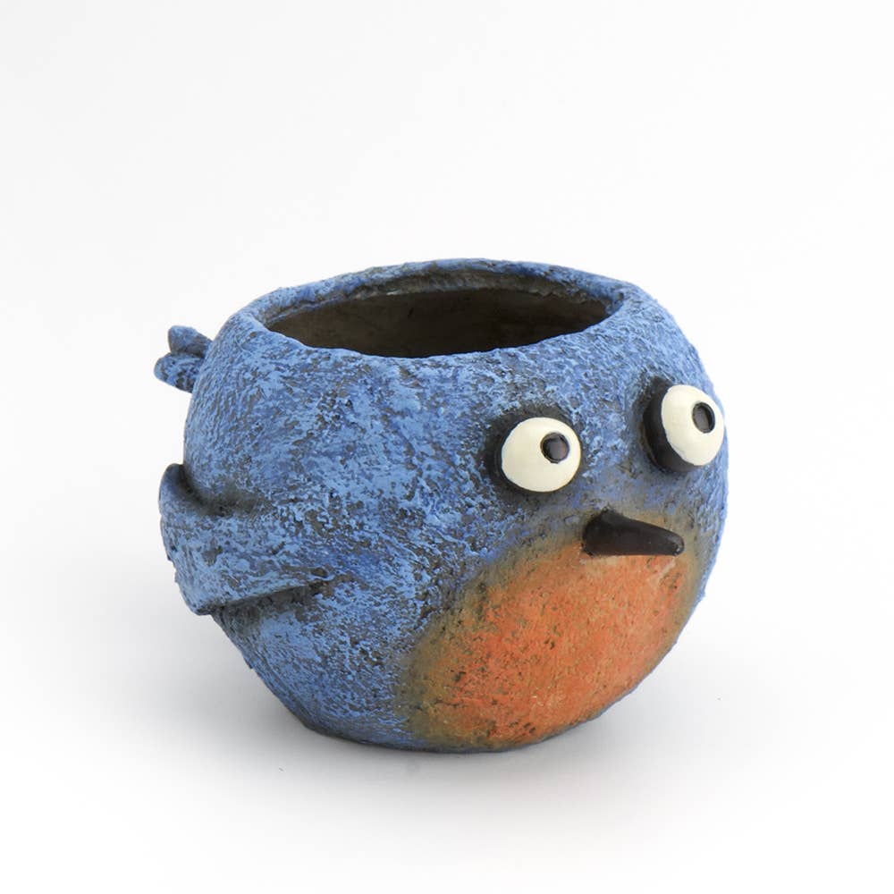 Happy Blue Bird Blobhouse Planter