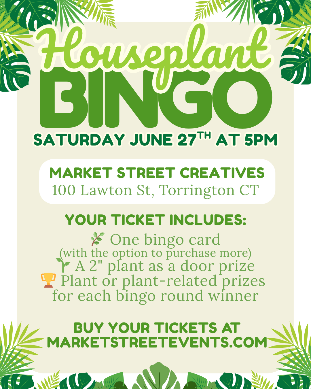 Houseplant BINGO at Market Street Creatives