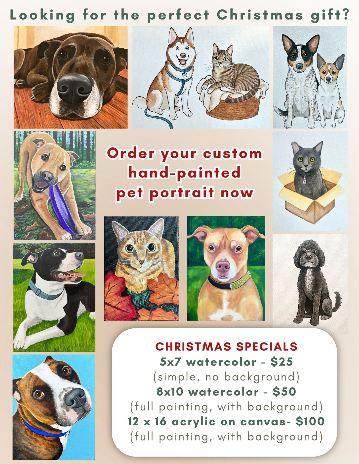 Custom Pet Portrait - Christmas Special