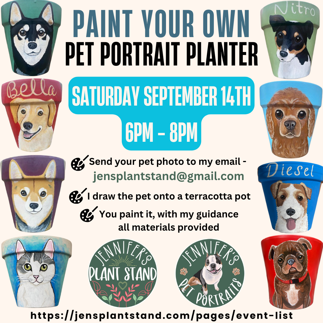 Paint-your-own Pet Portrait Planter on September 14th