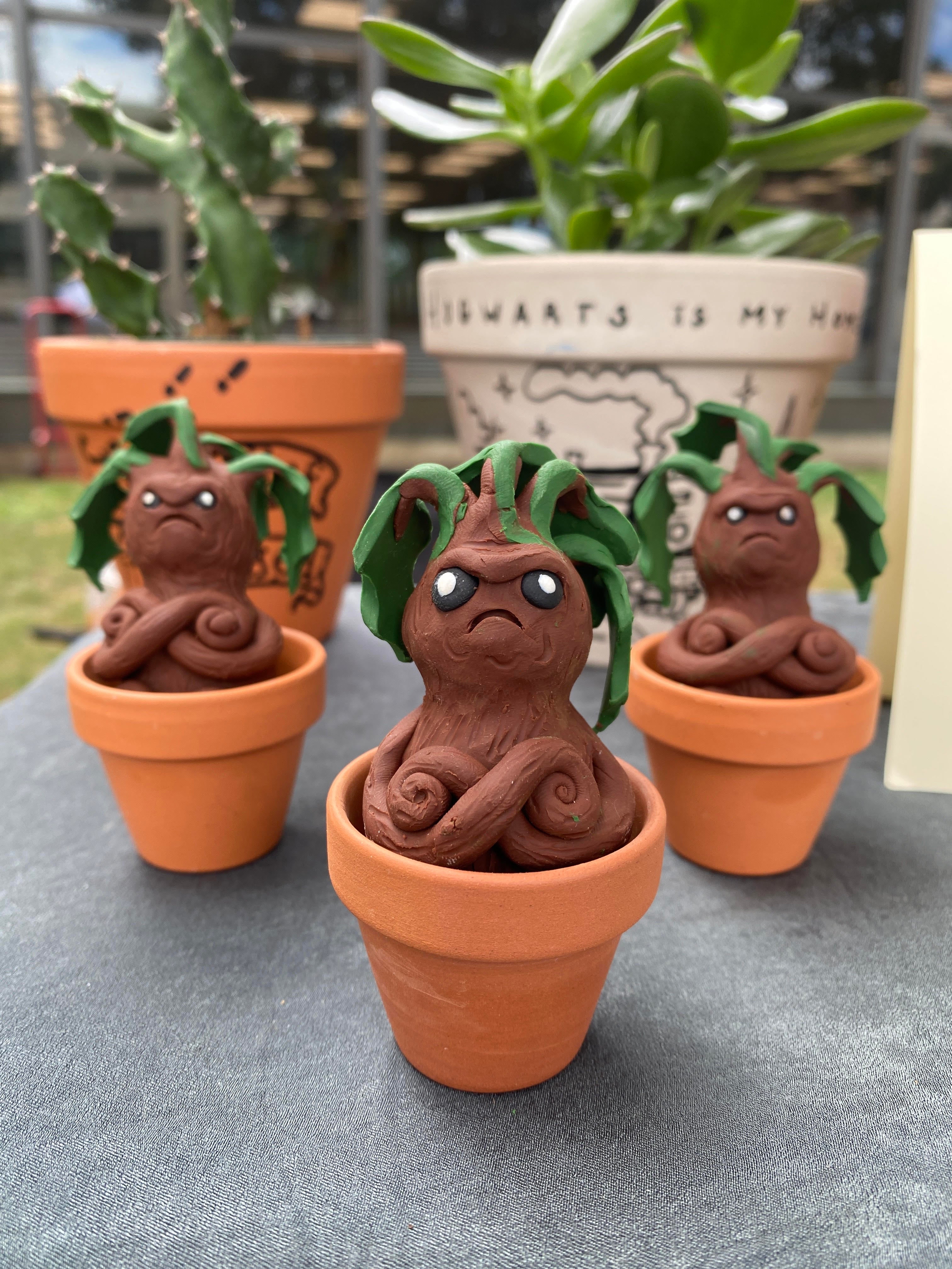pot plant harry potter Handmade Clay Mandrake – Jennifer's Plant Stand
