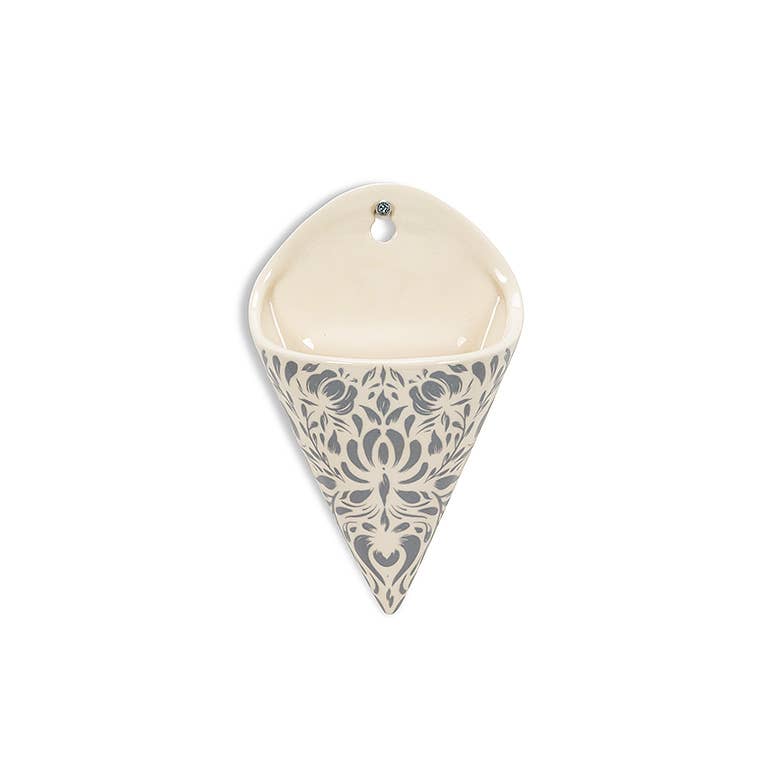 Dk Gry Cone Wall Vase-7"H-832