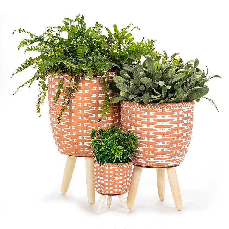 Sm Woven Tripod Planter-Terra-4"H