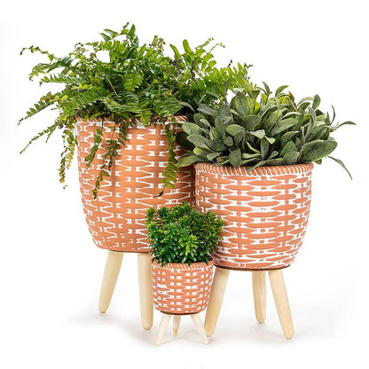 Sm Woven Tripod Planter-Terra-4"H