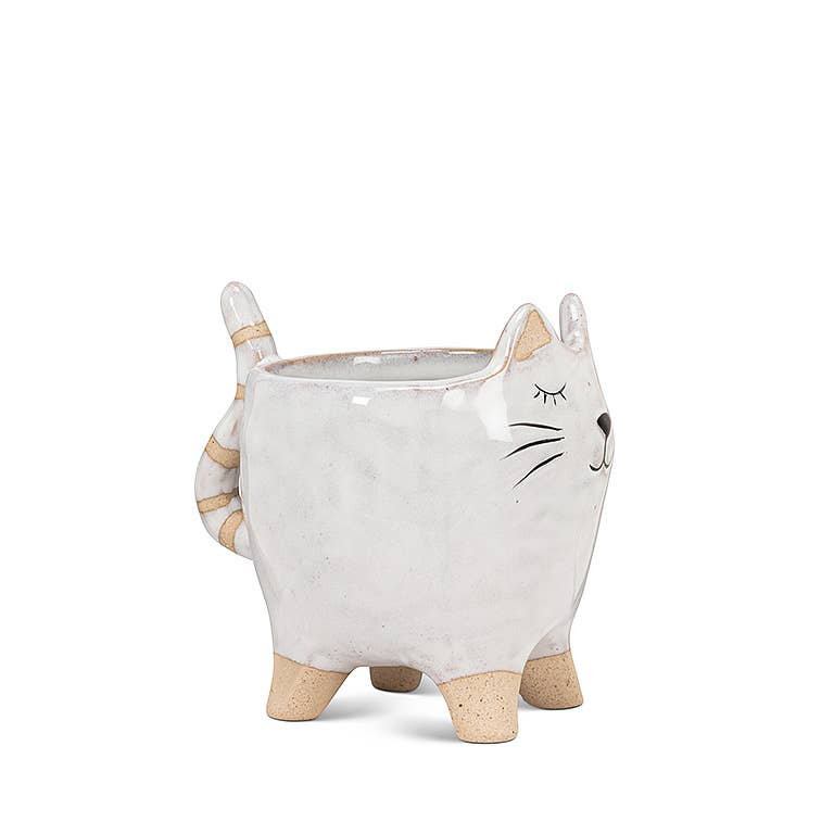 Sm Cat w/Tail Planter-4"L