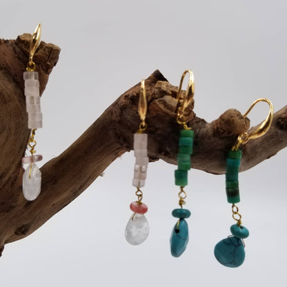 Rose Quartz & Turquoise Bohemia Earrings