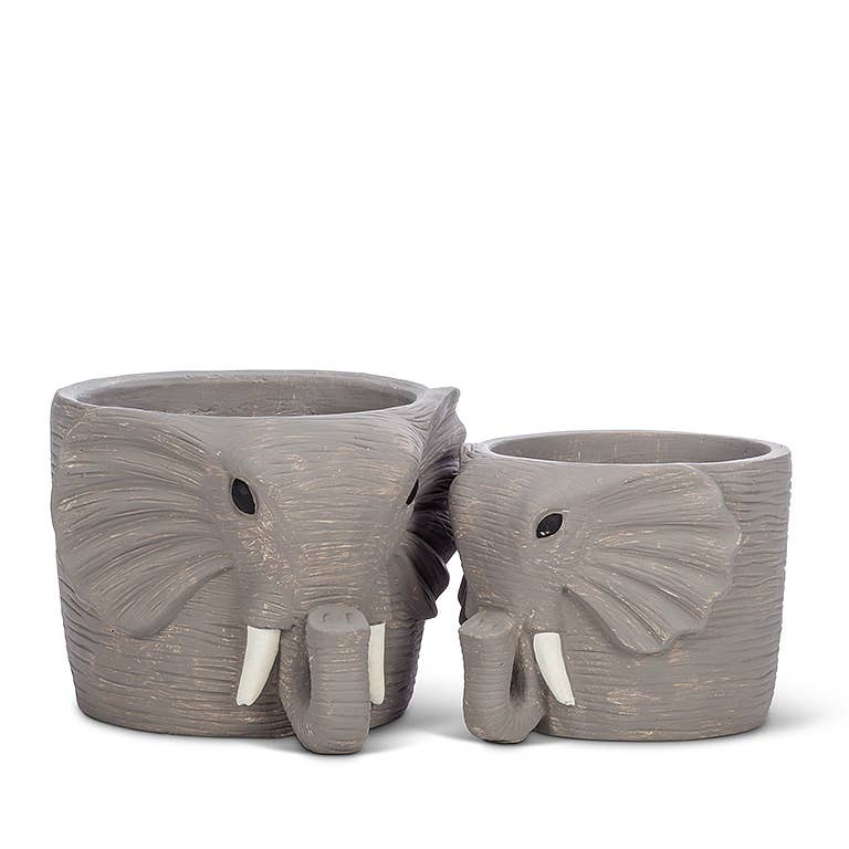 Sm Gry Elephant Planter-4.5" H