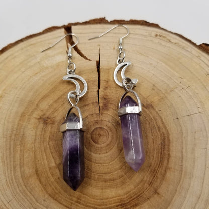 Amethyst Moon Drop Earrings