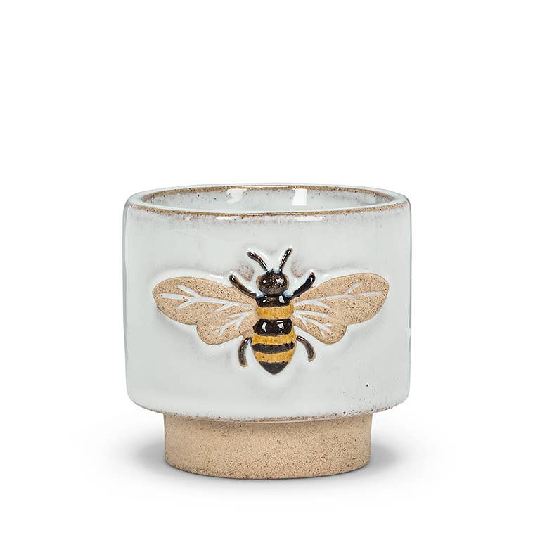 Sm Single Emboss Bee Planter-3"H