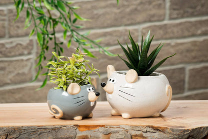 Mini Mouse Planter-Gry-2"H