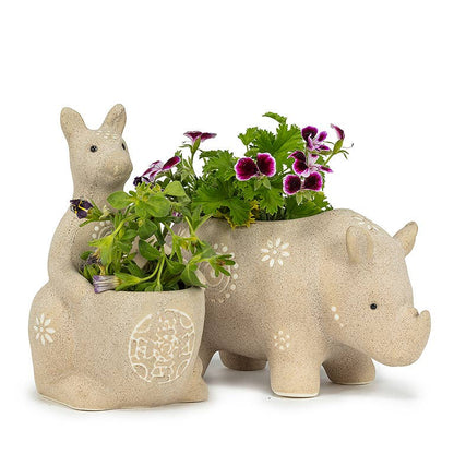 Rhino Shaped Planter-6"L