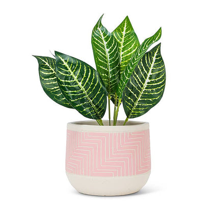 Pink Lg Etched Planter-6.5"D