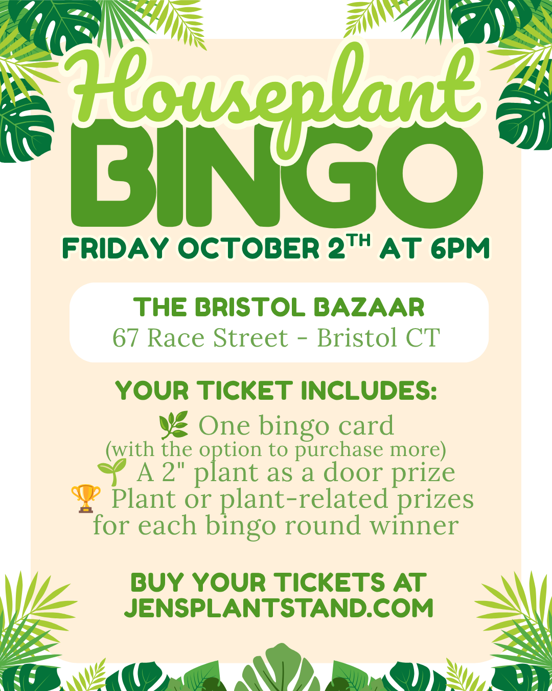 Houseplant BINGO at The Bristol Bazaar