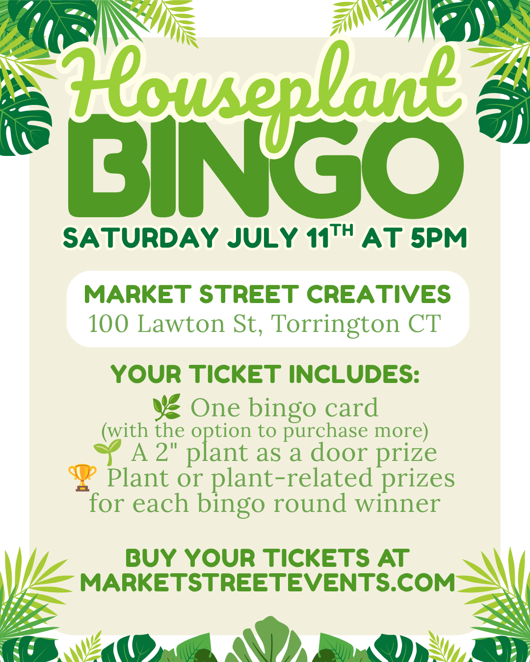Houseplant BINGO at Market Street Creatives