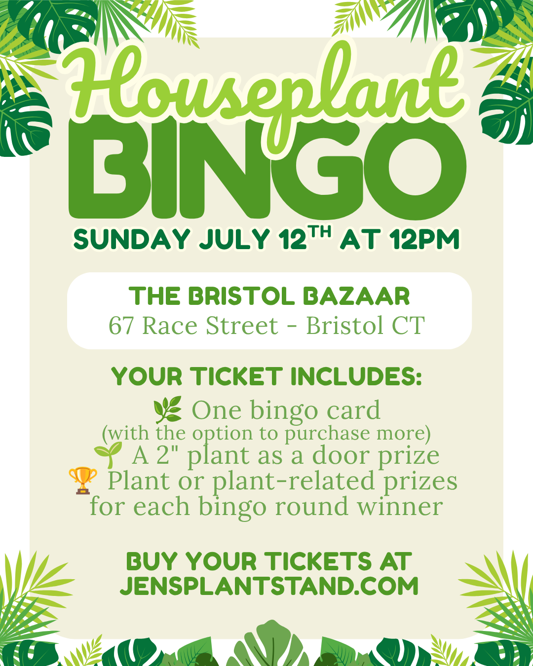Houseplant BINGO at The Bristol Bazaar