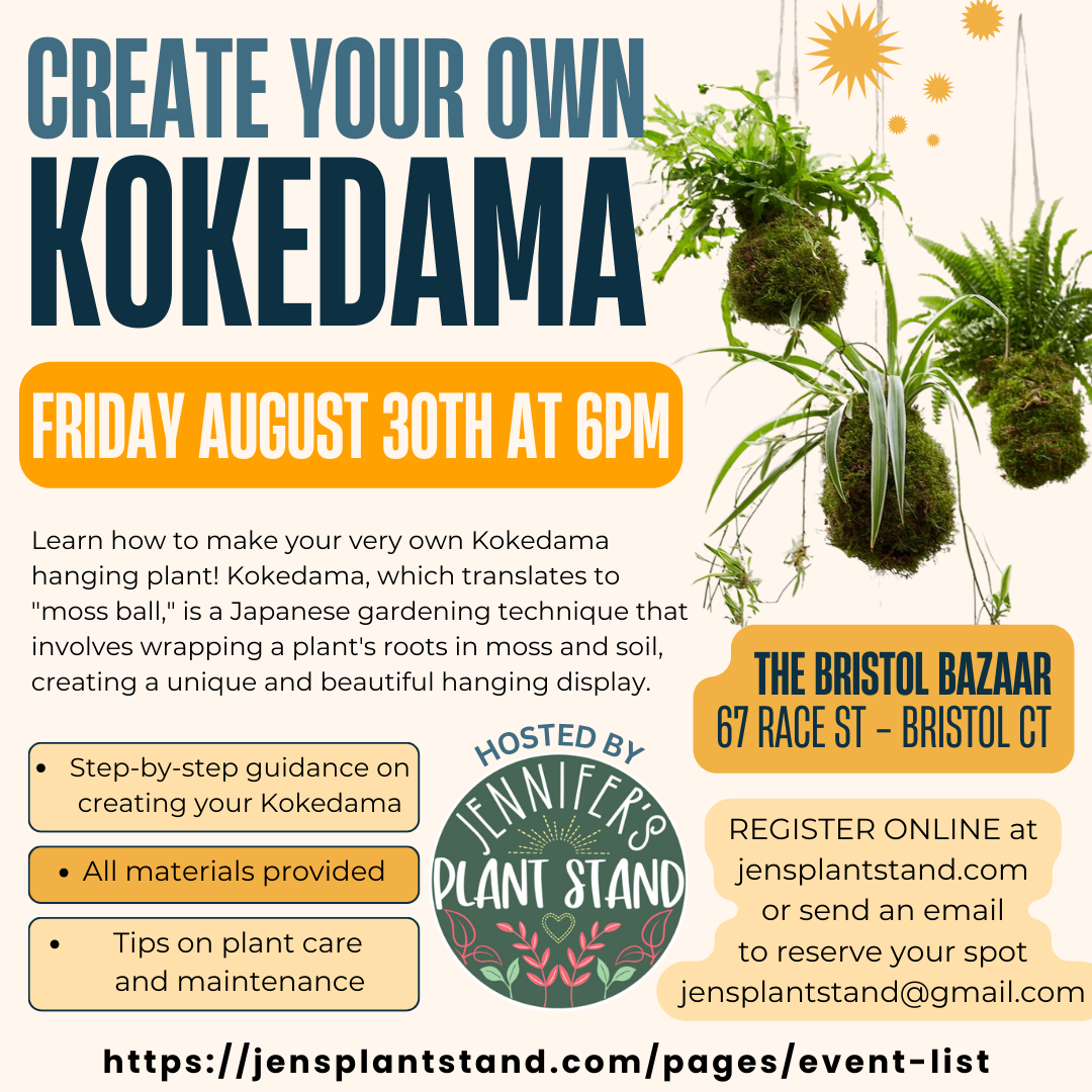 Create-your-own Kokedama Workshop on Friday August 30th