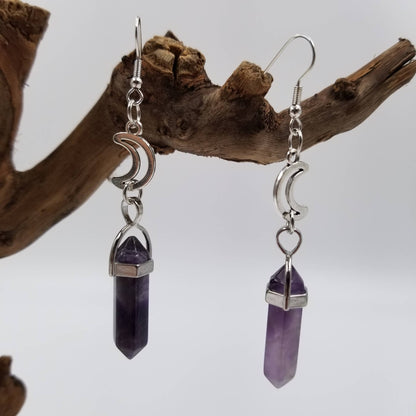 Amethyst Moon Drop Earrings