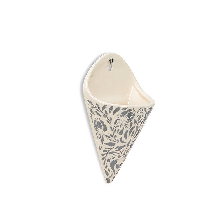 Dk Gry Cone Wall Vase-7"H-832