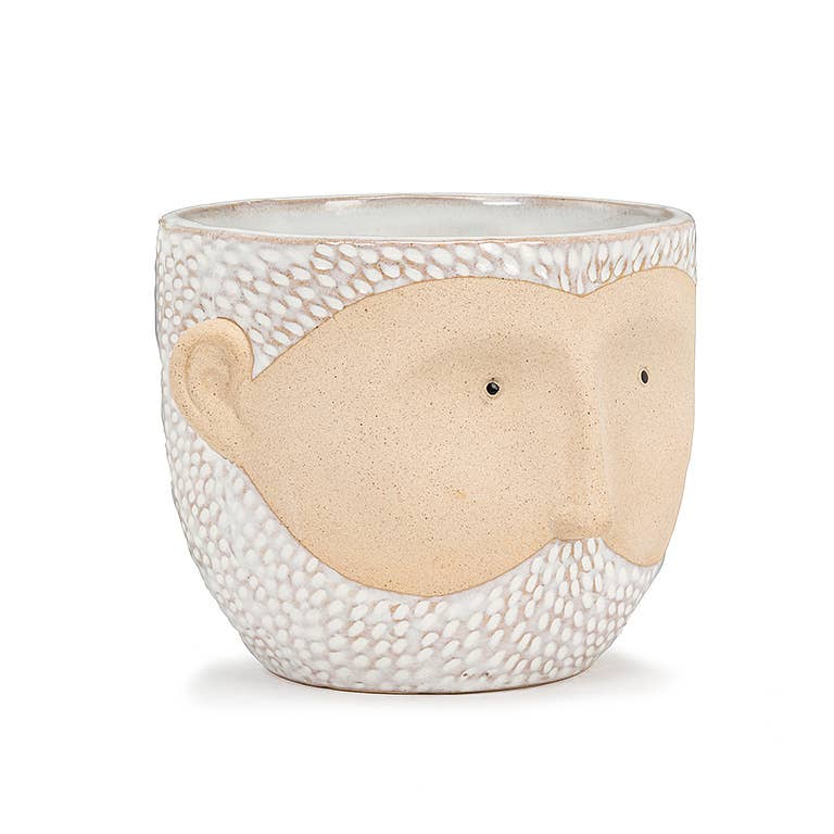 Sm Wht Bearded Man Planter-3.5"H