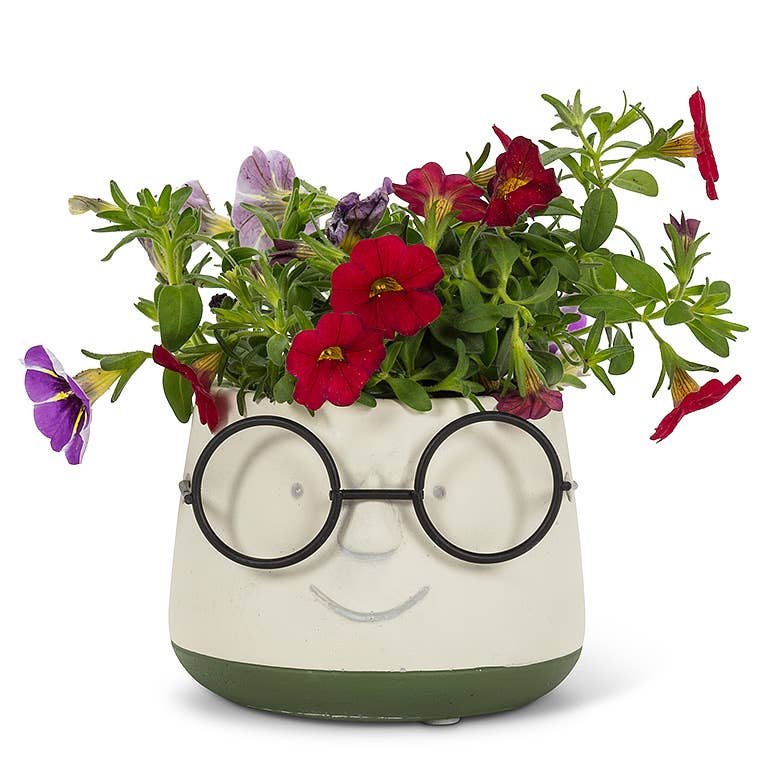 Sm Face Planter w/Glasses-3.5" D