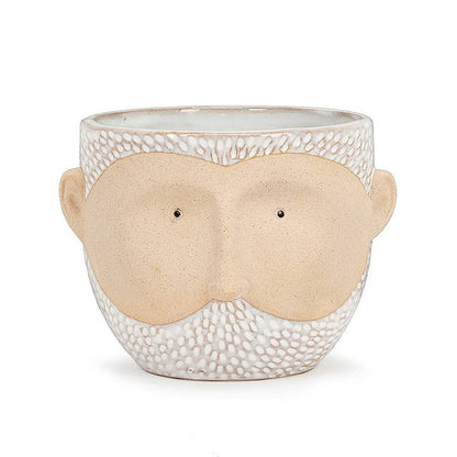 Sm Wht Bearded Man Planter-3.5"H