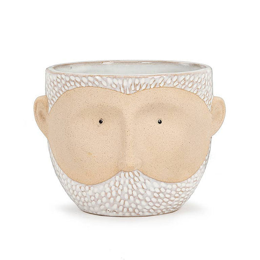 Sm Wht Bearded Man Planter-3.5"H