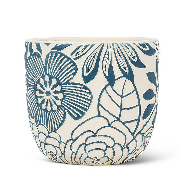 Lg Hippie Flower Planter-Blu-6.5"D-1696